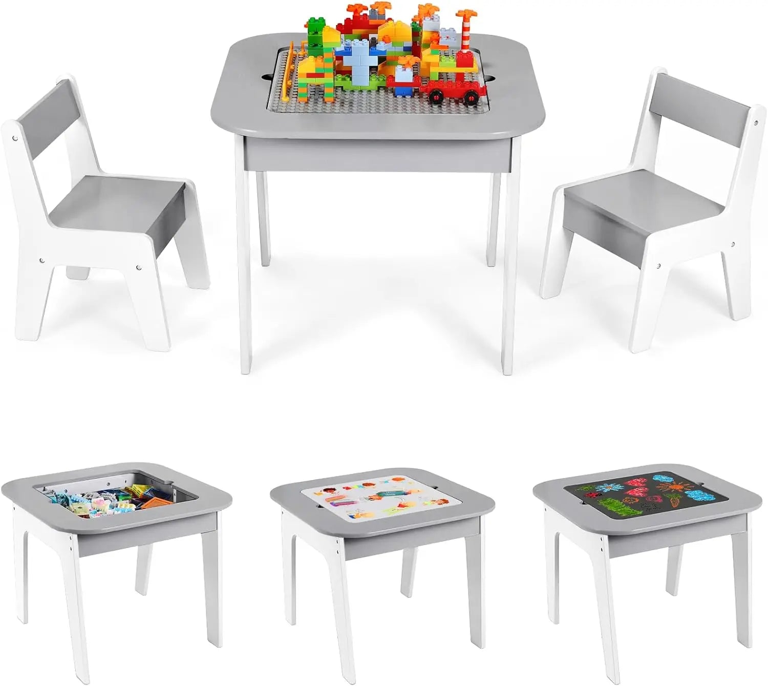 Ensemble Table d'activité 4 en 1 et 2 chaises